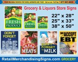 Grocery and Supermarket Store Signs Milk, Meat, EBT, Produce, and Ice